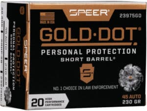 SPEER GOLD DOT SHORT BBL 45ACP