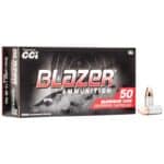 CCI Blazer Aluminum Handgun Ammunition 9mm Luger 115 gr. FMJ 1145 fps 50/ct