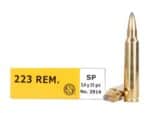Sellier & Bellot Rifle Ammunition .223 Rem 55 gr SP 1006 fps - 20/box