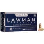 Speer Lawman Cleanfire Handgun Ammunition 9mm Luger 124 gr TMJ 1090 fps 50/rd