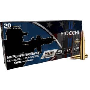 Fiocchi Hyperformance SBR Sierra Matchking Ammunition .223 Rem 77gr HPBT 2750 fps 20/ct