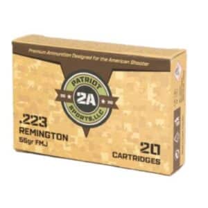 Patriot Sports Rifle Ammunition .223 Rem  55gr FMJ 3280 fps 20/ct
