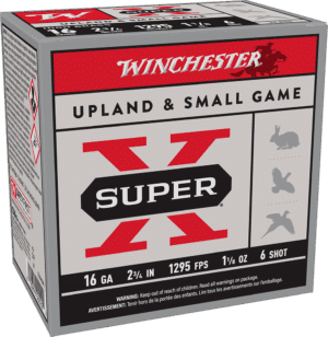 WINCHESTER 16 GA 2-3/4" #6 SUPER-X UPLAND HB 1-1/8 OZ 25 RD/BX 10 BX/CS